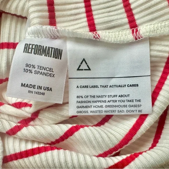 Reformation Red & White Striped Ribbed Tank Top | Size S - Picture 5 of 7